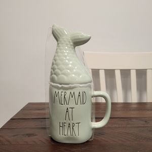 Rae Dunn MERMAID AT HEART Mug with Mermaid tail topper